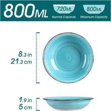 Suppenteller Steinzeug Blau 6-teiliges Tellerset Ø 21,3 cm