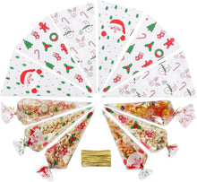 100er Set Weihnachten Spitztüten mit Twistbinder Transparent