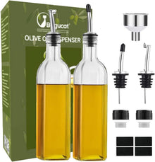 Ölflasche 2PCS 500ML Essigflasche aus Glas mit Spender und Ausgießer