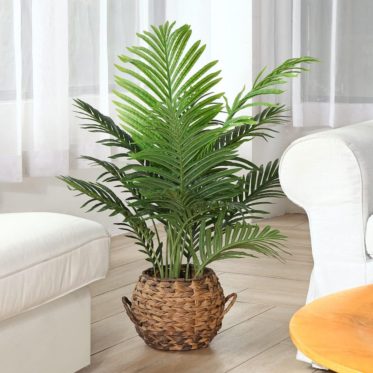 Künstliche Areca Kunstpalme 90cm 2er Pack Grün Tropical Fake Plant