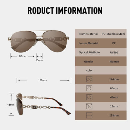 FONHCOO Verspiegelte Piloten-Sonnenbrille Damen Gold/Braun UV400