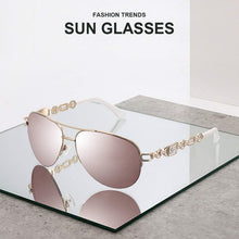 Verspiegelte Piloten Sonnenbrille Damen UV400 Gold Pink