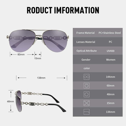 Verspiegelte Piloten Sonnenbrille Damen UV400 Grau Verlaufend Silber