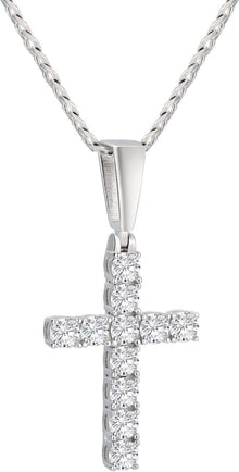 Kreuz Anhänger Kette Moissanite Zirkonia Diamant 14K Gold Silberplatte