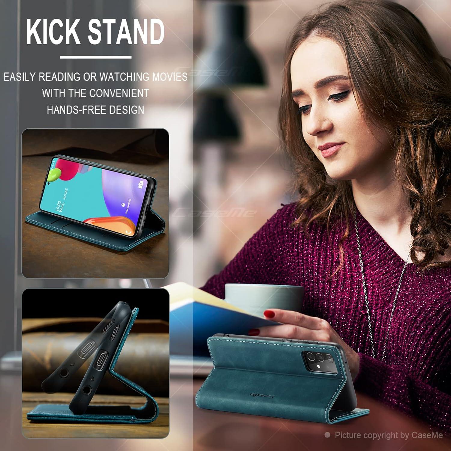 Samsung Galaxy A52S 5G/A52 4G/5G Hülle Premium Leder Klappbar Flip Case Magnet Schutzhülle Blaugrün