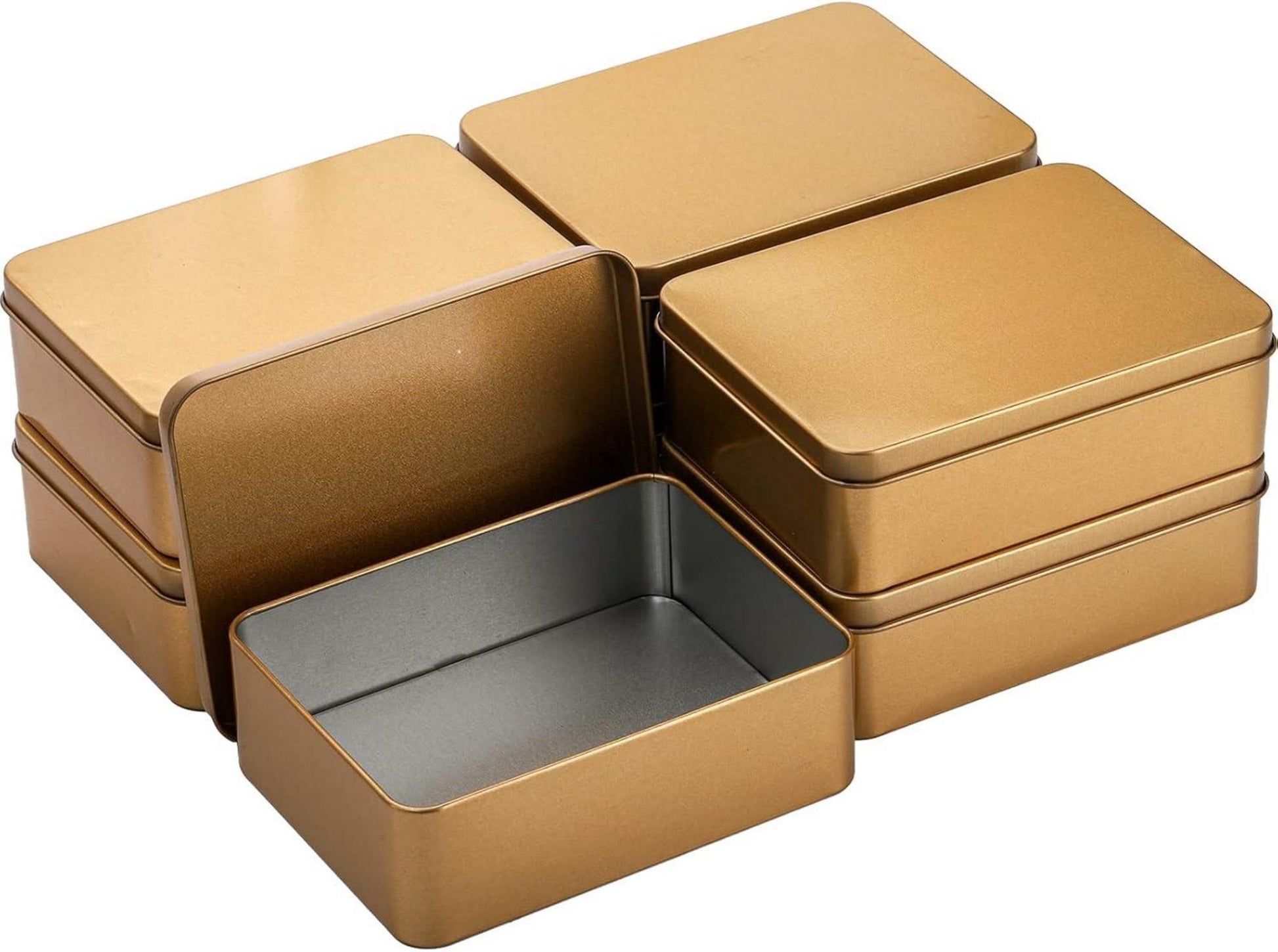 16er Set Rechteckige Blechdosen mit Deckel, Metall-Aufbewahrungsdosen