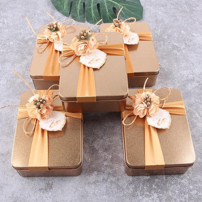 16er Set Rechteckige Blechdosen Rostfrei Gold 12x9x4cm