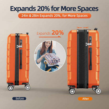 SHOWKOO Kofferset 4tlg Hartschale Leicht ABS+PC Orange