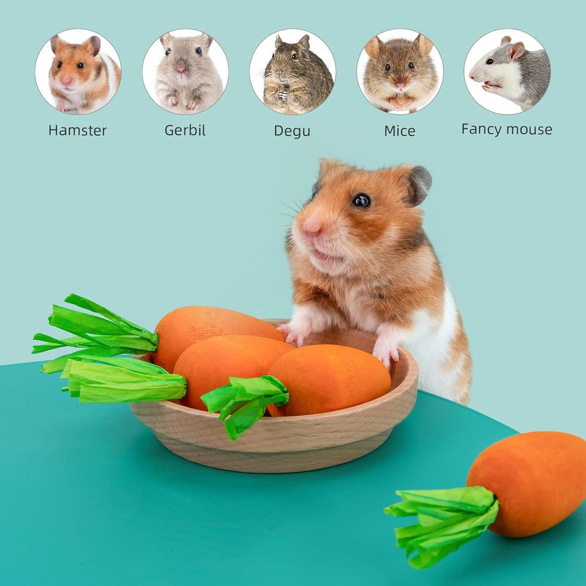 Niteangel Holz Karotten Hamster Kauspielzeug 6 Stück
