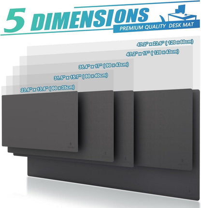 Knodel Tischunterlage PVC 80x40cm Laptop Schreibunterlage wasserabweisend doppelseitig Dunkelgrau Schwarz