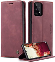 CaseMe Samsung Galaxy A53 5G Hülle Leder Flip Case Weinrot