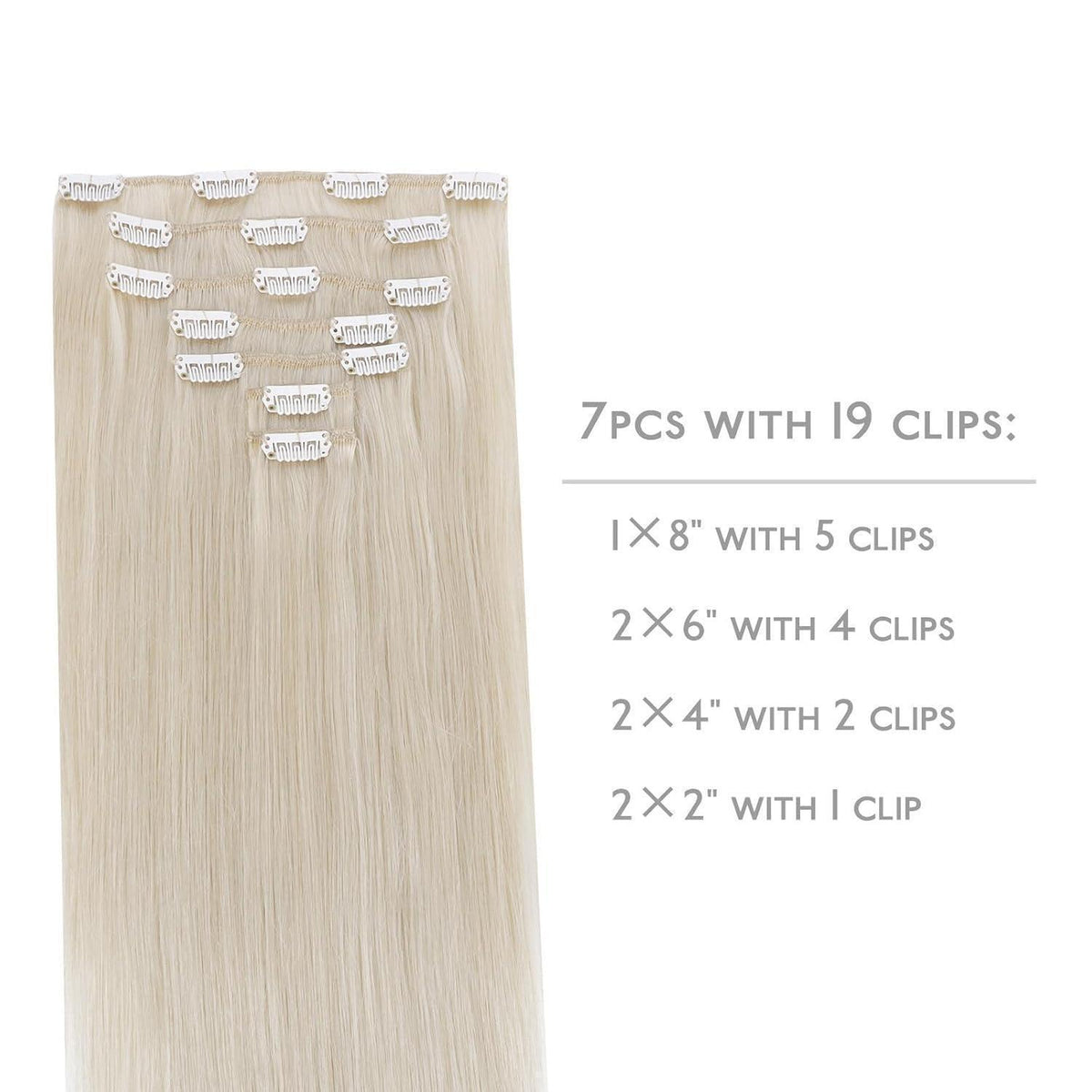 Echthaar Clip-Ins Platinblond (45cm, 120g)