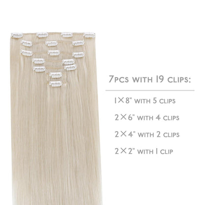 Echthaar Clip-Ins Platinblond (45cm, 120g)