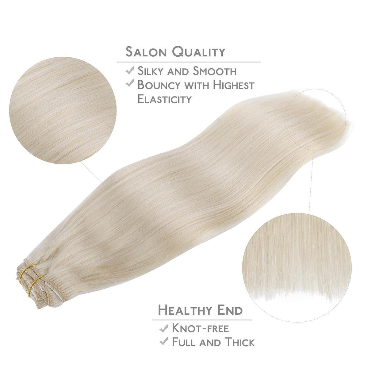 Echthaar Clip-Ins Platinblond (45cm, 120g)