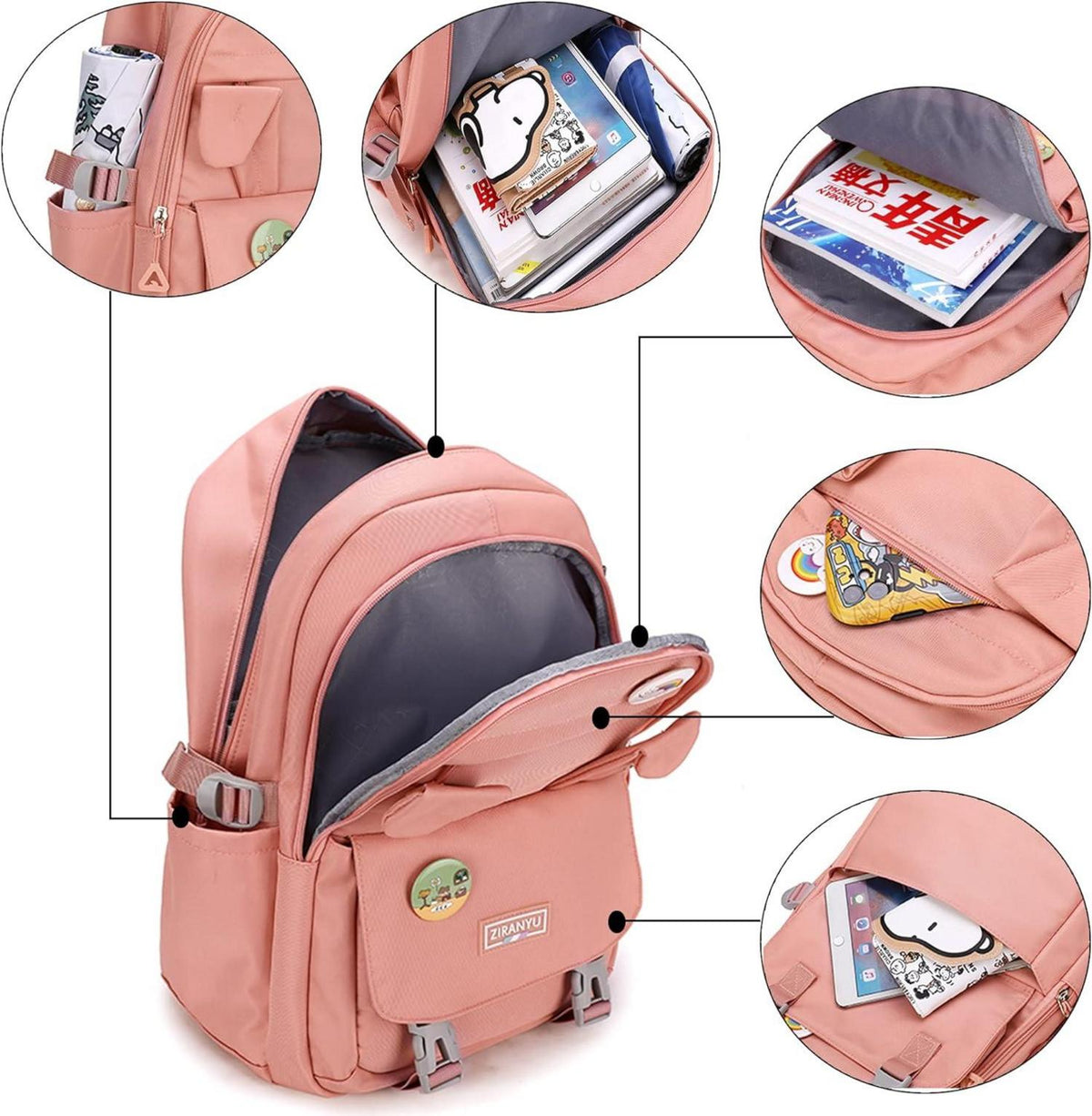 Rucksack Damen Mädchen Schulrucksack 15,6 Zoll Anti-Diebstahl Große