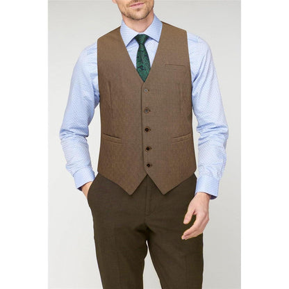 Herren Anzugweste Baumwolle V-Ausschnitt Elegant Retro Braun XS-4XL