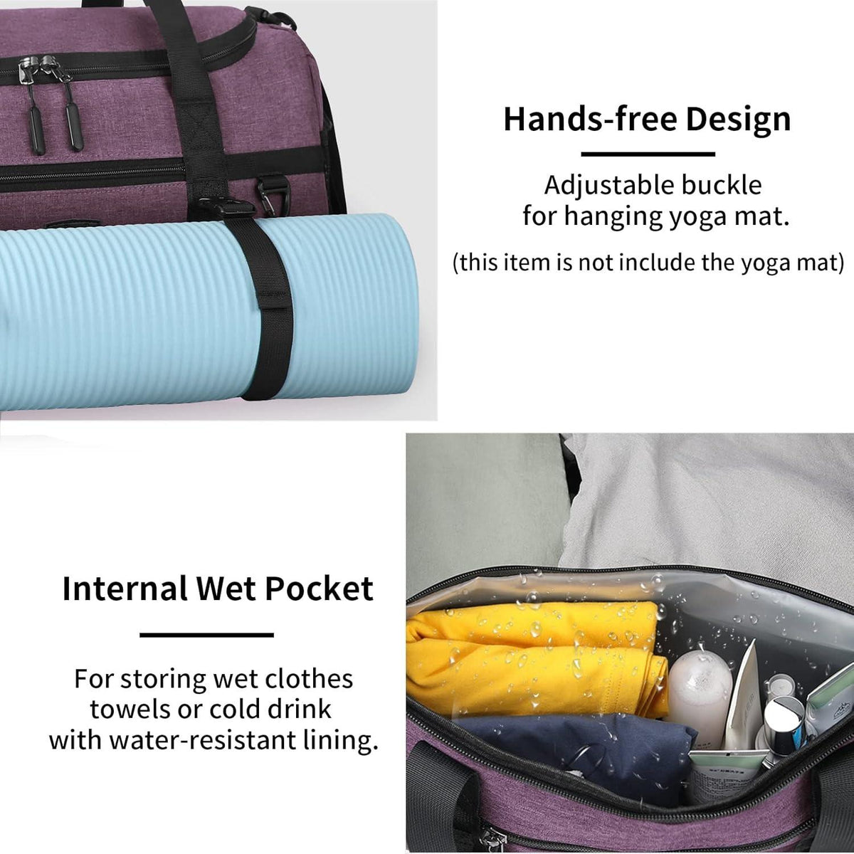 Lubardy Sporttasche 40L Wasserdicht Weekender mit Sporthandtuch und Schuhfach