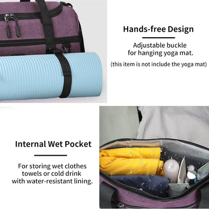 Lubardy Sporttasche 40L Wasserdicht Weekender mit Sporthandtuch und Schuhfach