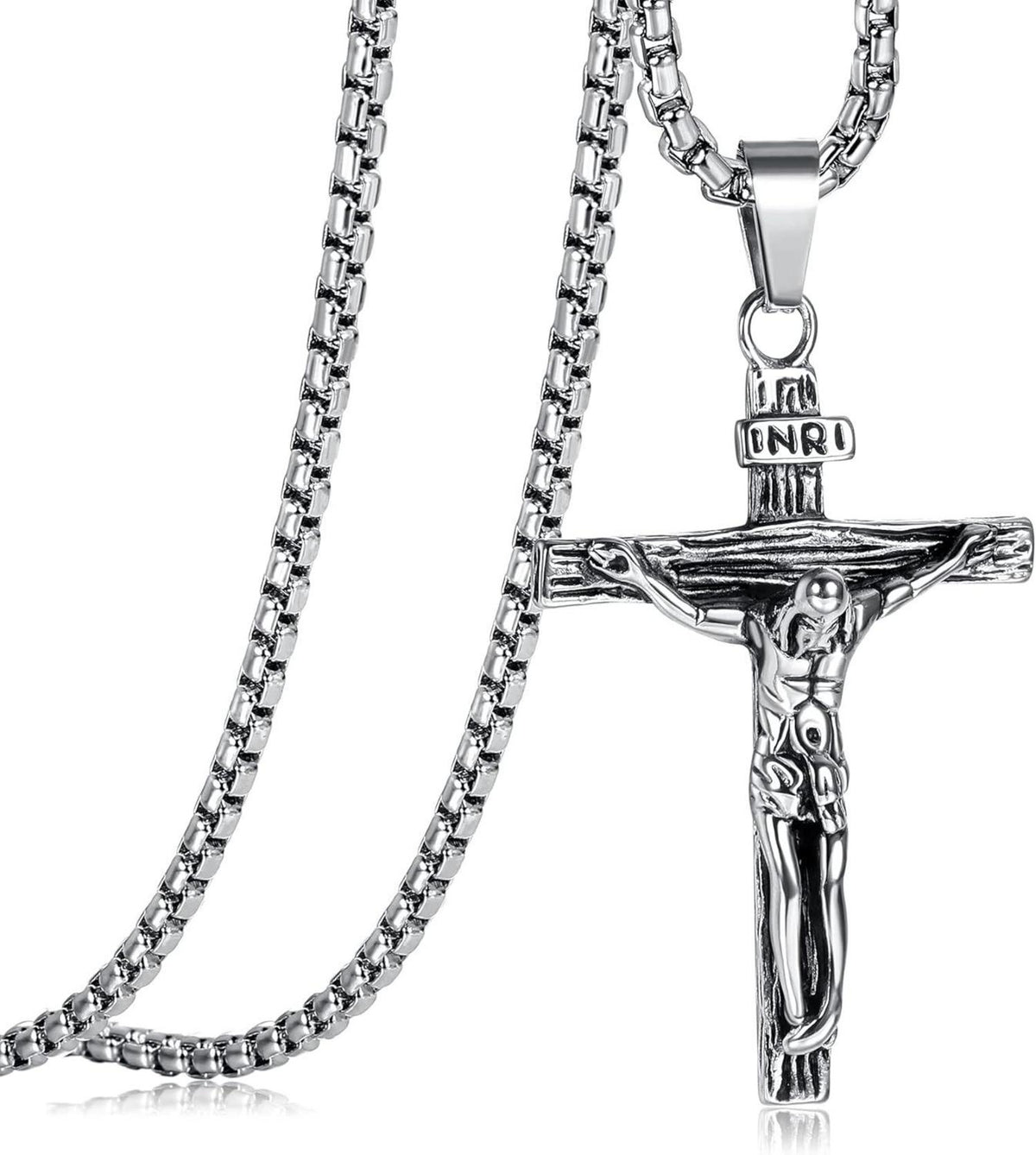Kreuz Halskette Edelstahl Jesus Kruzifix Anhänger Byzantinische Kette