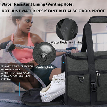 Lubardy Sporttasche 40L Wasserdicht mit Sporthandtuch und Schuhfach