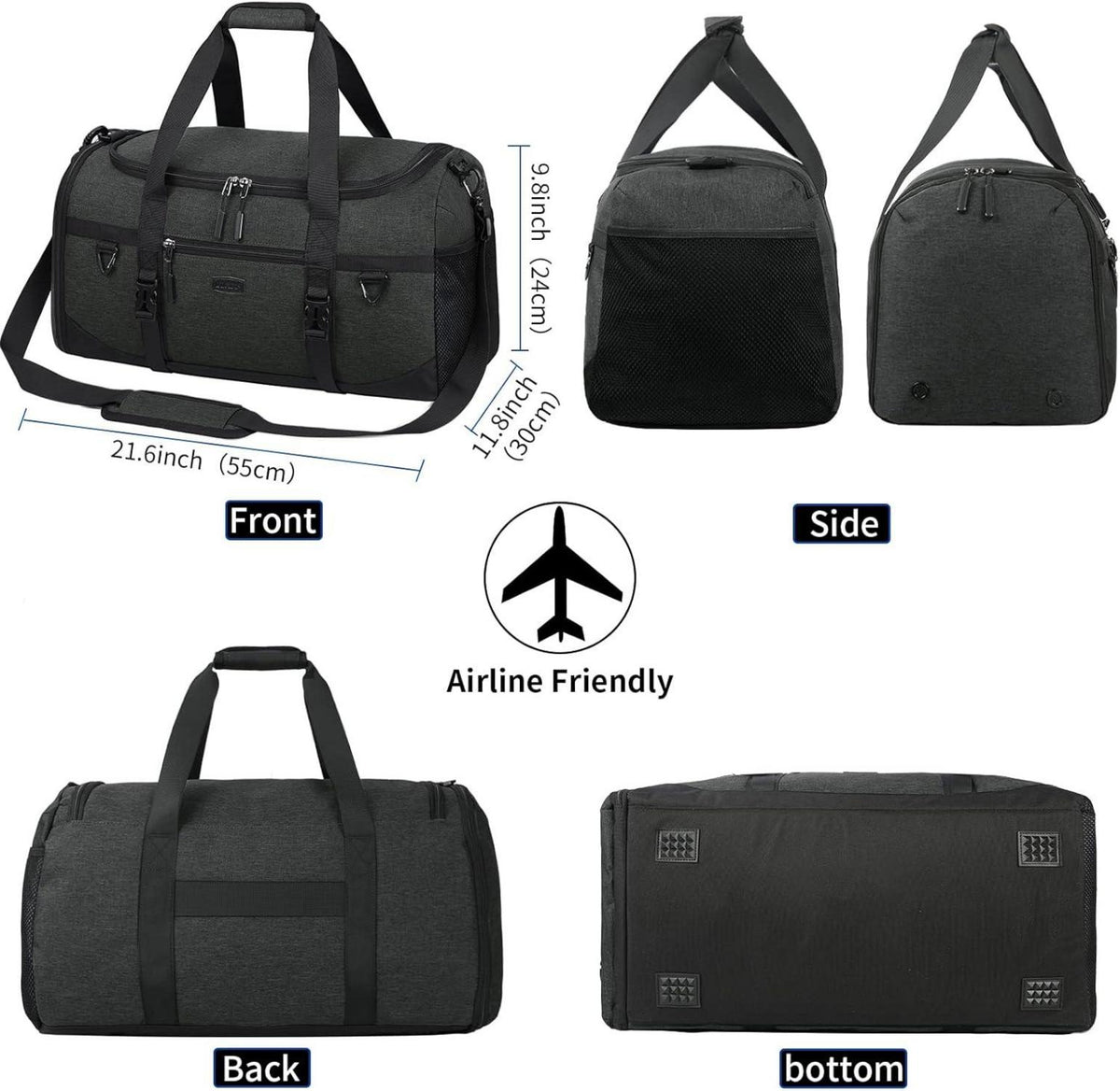 Lubardy Sporttasche 40L Wasserdicht mit Sporthandtuch und Schuhfach