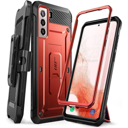 Robuste Outdoor Hülle für Samsung Galaxy S22 5G mit Gürtelclip Rot