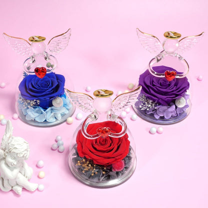 Miofula Ewige Rose Engel Geschenk für Mama Oma Blau