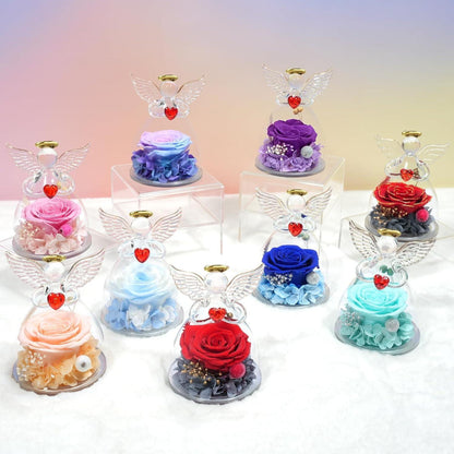 Miofula Ewige Rose Engel Geschenk für Mama Oma Blau