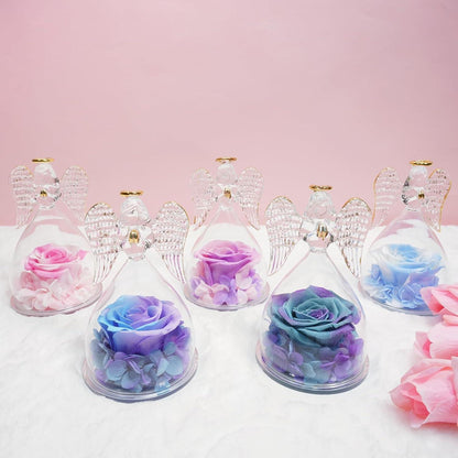 Ewige Rose Engel Glaskuppel Muttertagsgeschenk Violett
