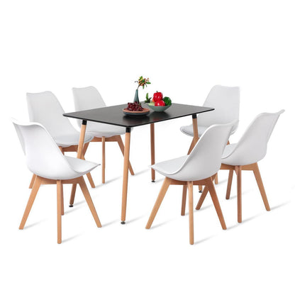 Esszimmergruppe mit Esstisch (110cm) & 6 Stühlen – Schwarz/Weiß
