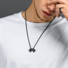 Personalisierte Herren Hantel Halskette Edelstahl Fitness