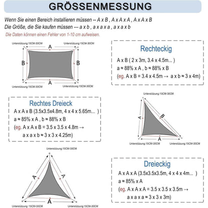 Wasserdichtes Sonnensegel 4x6m Anthrazit 95% UV-Schutz Polyester