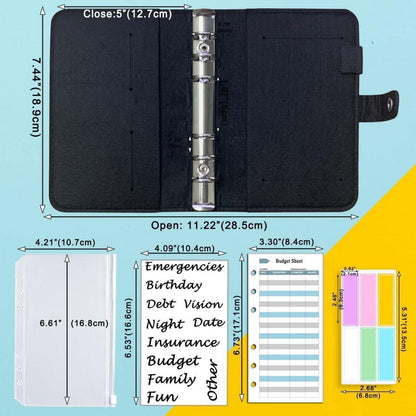 Schwarzes Wollfilz Budget Planner Set mit A6 Geldumschlägen