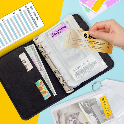 Schwarzes Wollfilz Budget Planner Set mit A6 Geldumschlägen