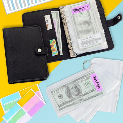 Schwarzes Wollfilz Budget Planner Set mit A6 Geldumschlägen