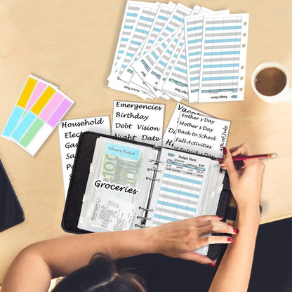 Schwarzes Wollfilz Budget Planner Set mit A6 Geldumschlägen
