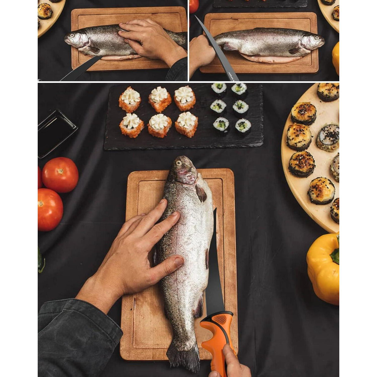Filetiermesser 18cm Edelstahl – Scharfes Fischmesser mit Schutzhülle