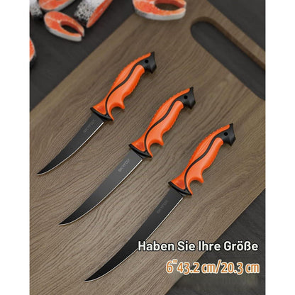 Filetiermesser 18cm Edelstahl – Scharfes Fischmesser mit Schutzhülle