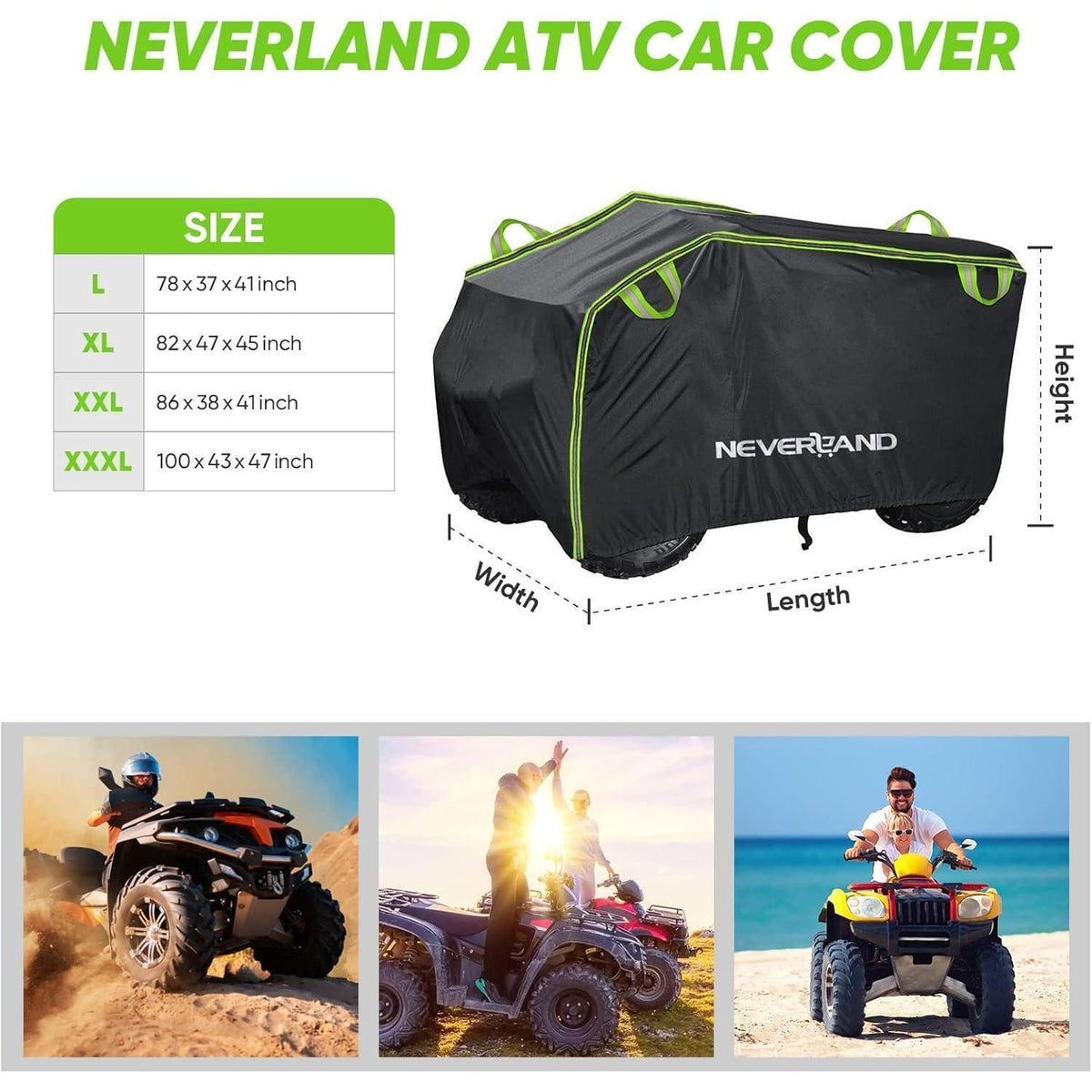 ATV Abdeckplane Wasserdicht, Winterfest, XL 210x120x115cm