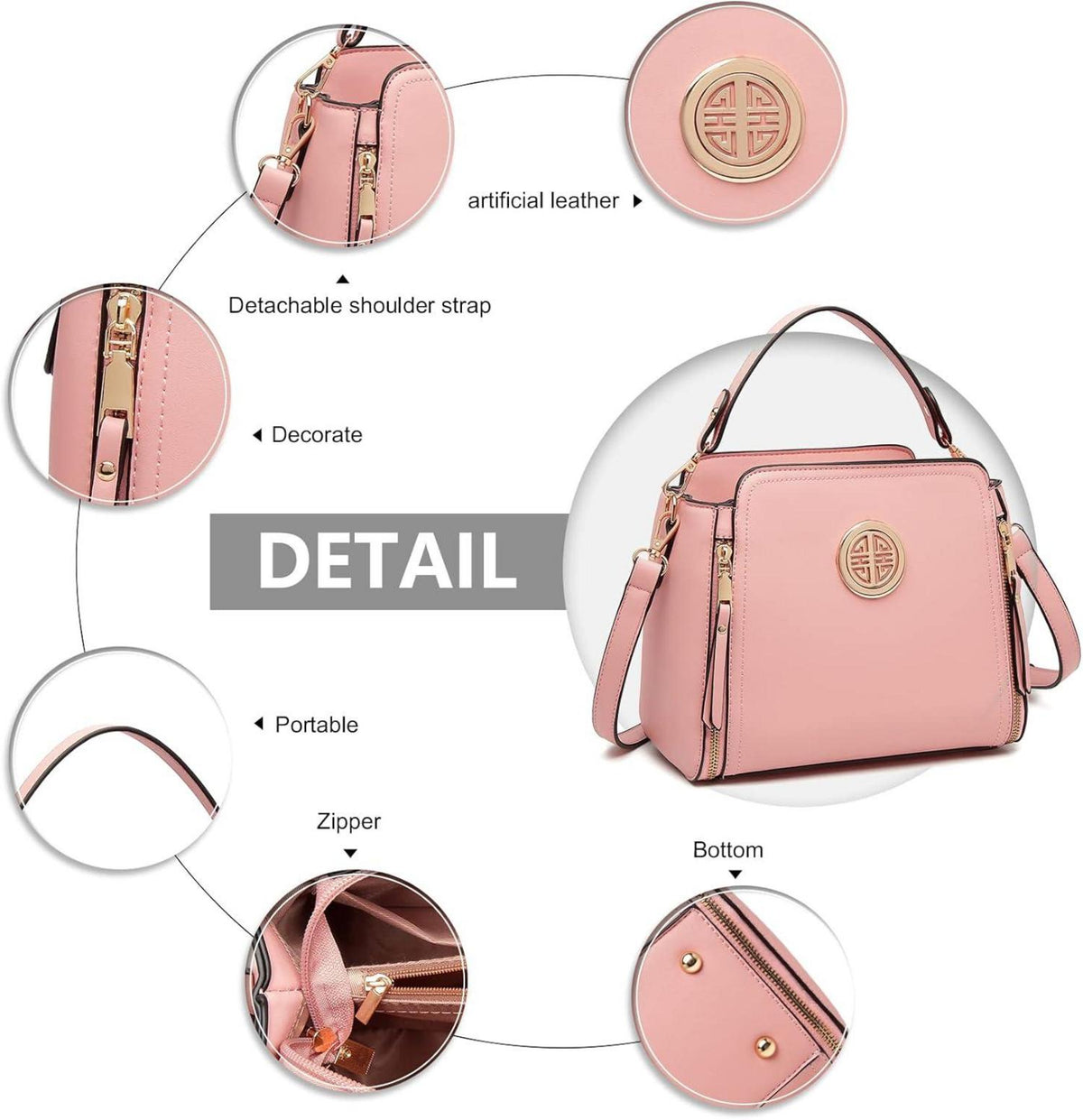Umhängetasche Damen Schultertasche Crossbody Handtasche in Rosa