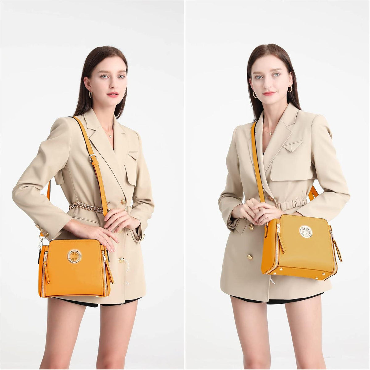 Miss Lulu Damen Umhängetasche PU Leder Gelb 25x12x21cm