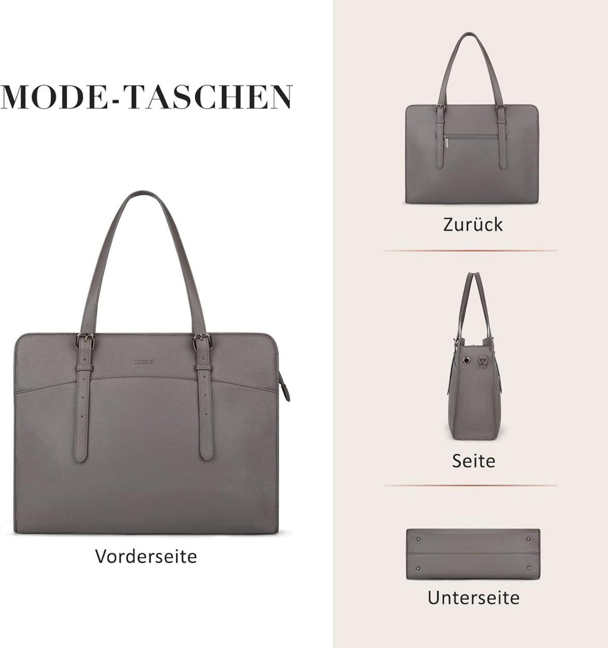 Große ECOSUSI Laptop Handtasche 15,6 Zoll Damen Schultertasche Aktentasche
