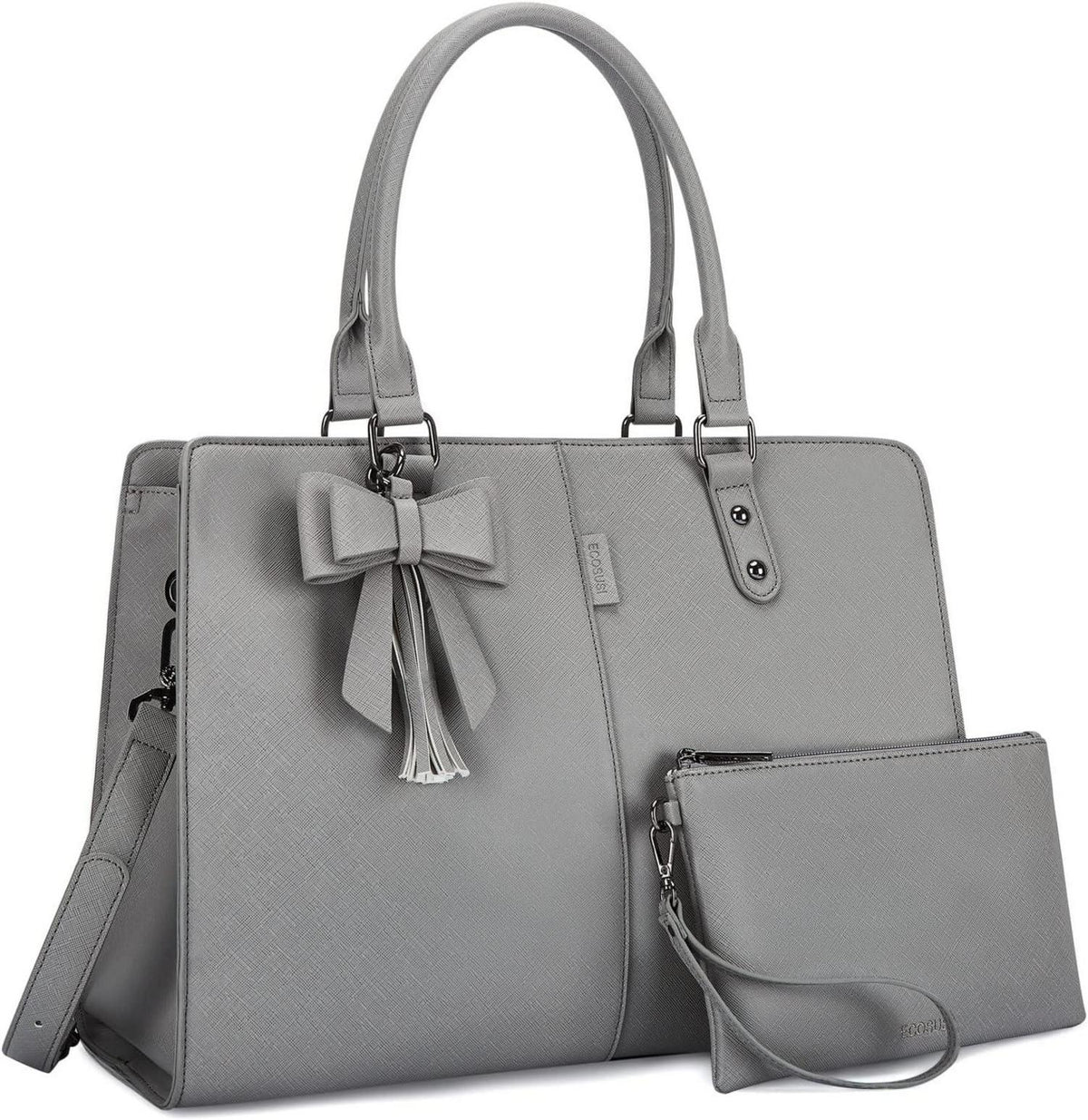 Handtasche Laptoptasche 15,6 Zoll Damen Schultertasche Grau