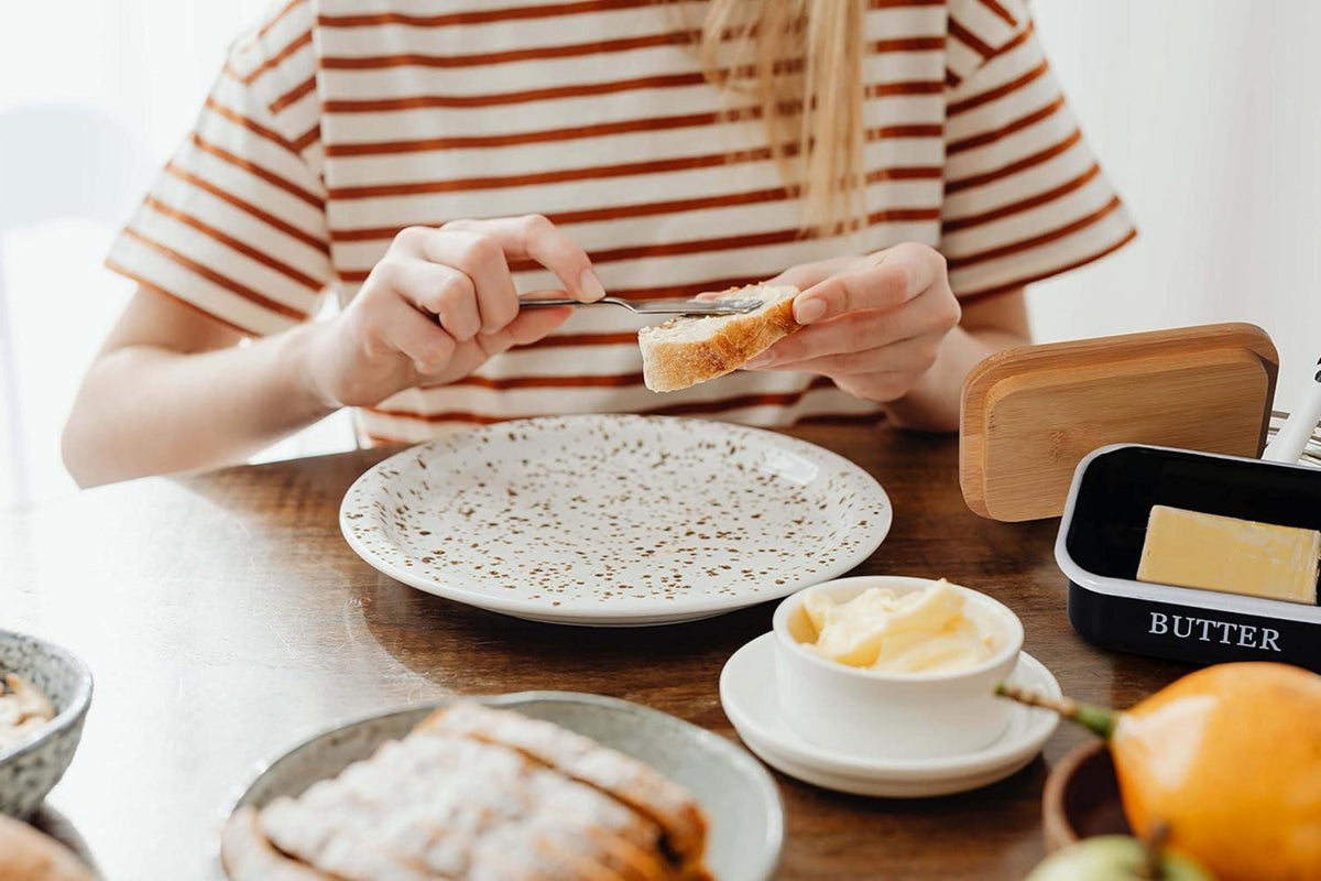Butterdose mit Holzdeckel für 250g Butter, Bambusdeckel