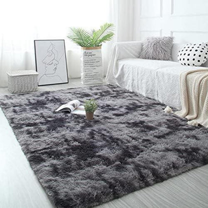 Weicher Shaggy Teppich 80x160cm Dunkelgrau Hochflor waschbar