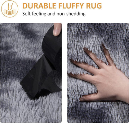 Weicher Shaggy Teppich 80x160cm Dunkelgrau, Hochflor für