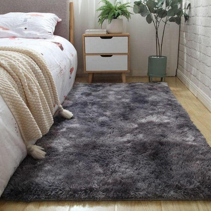 Teppich Bettvorleger Shaggy Hochflor 80x160 cm Dunkelgrau waschbar