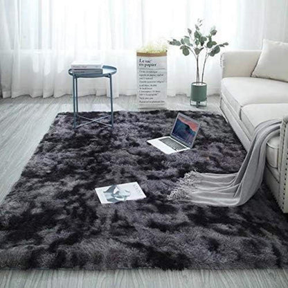Hochflor Teppich Groß Weich 160 x 230 cm Wohnzimmer Schlafzimmer Dunkelgrau