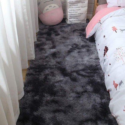 Hochflor Teppich Wohnzimmer Flauschig 200x250 cm Schwarz Grau
