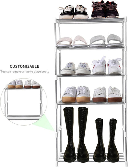 Stapelbares kleines Schuhregal 3 Etagen Weiß 44x26x39cm
